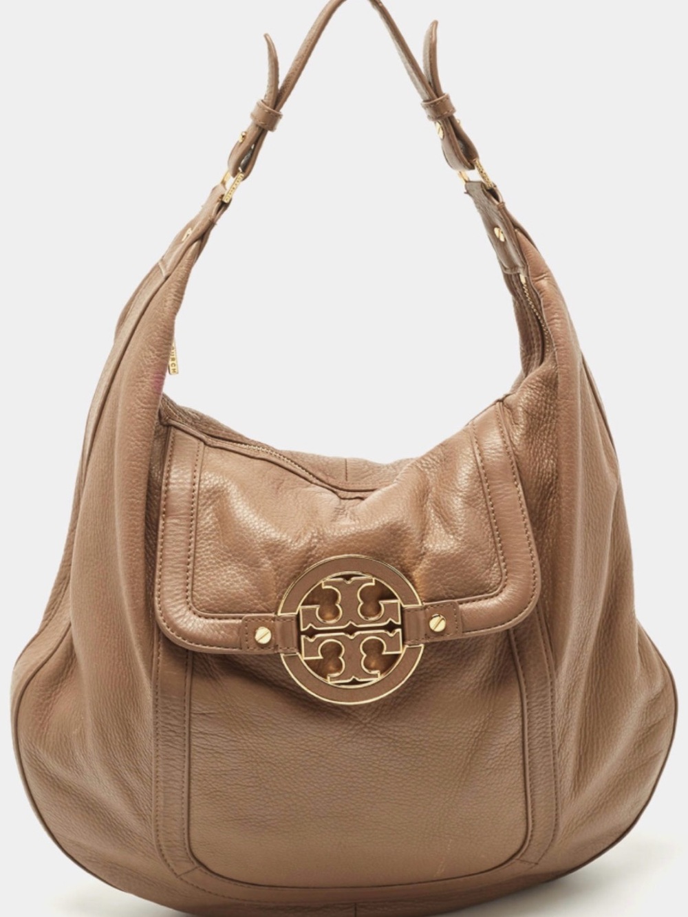 Tory Burch EUC Amanda.Tan Pebbled Leather Hobo